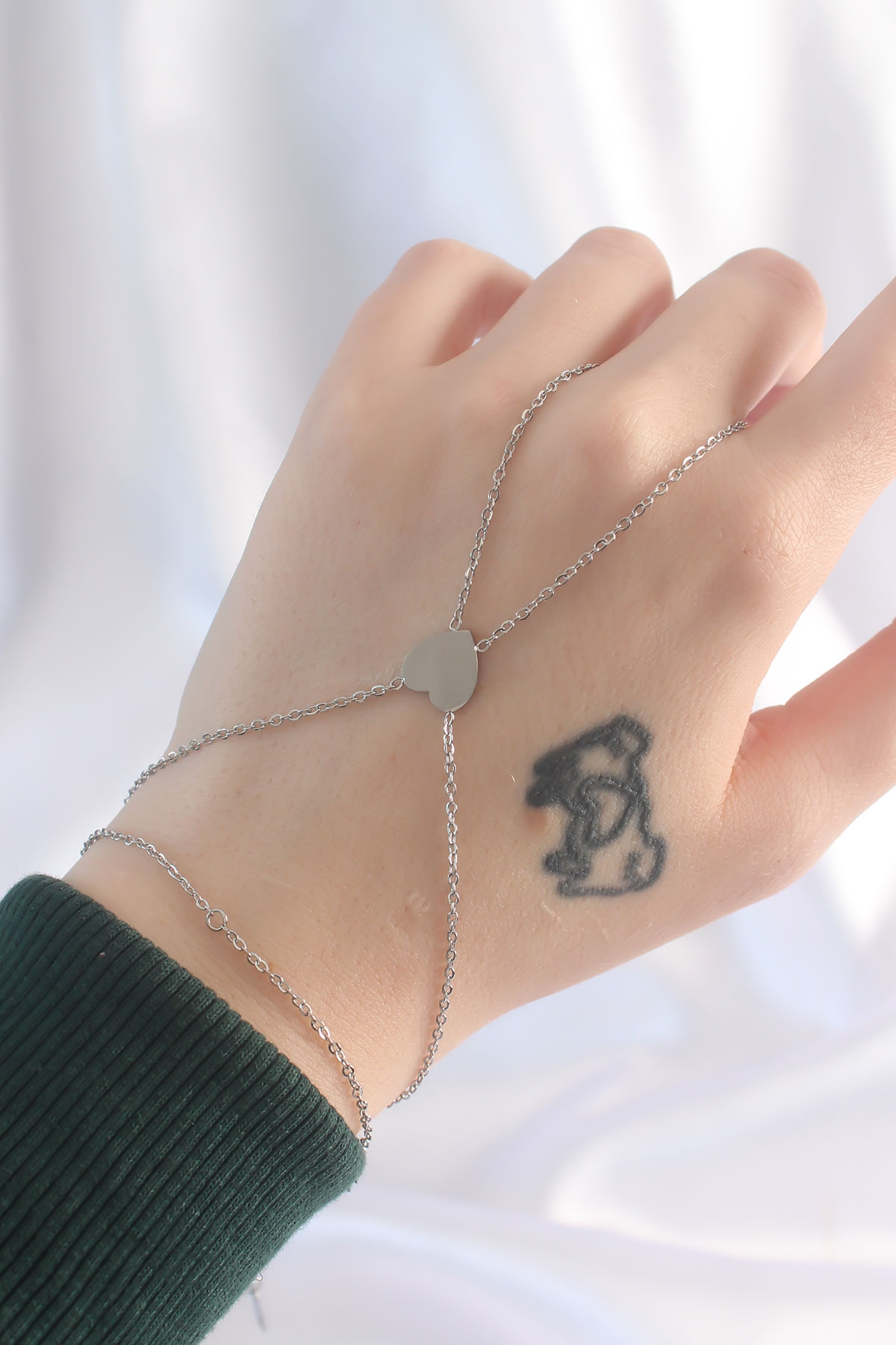 Erb 316L Çelik Gümüş Renk Kalp Tasarımlı Şahmeran