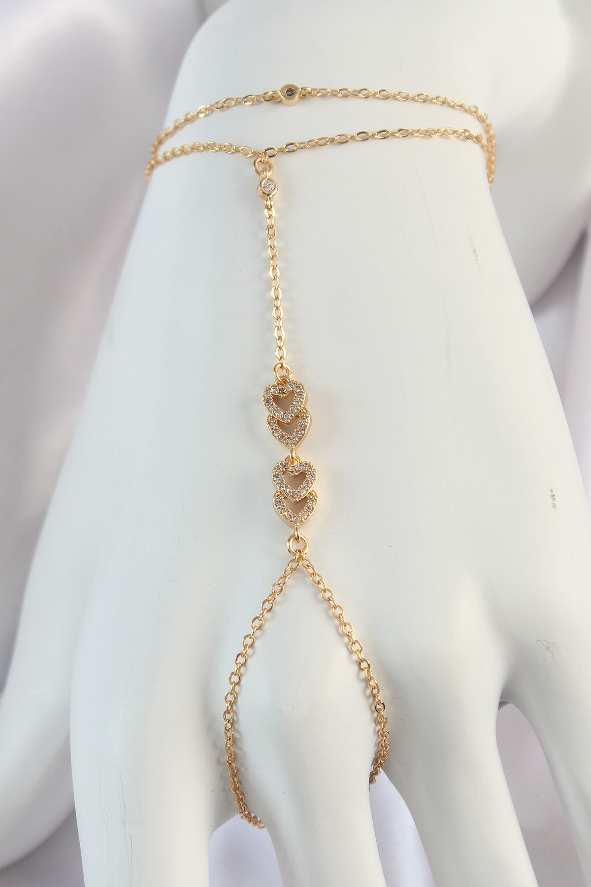 Erb 316L Çelik Gold Renk Zirkon Taşlı Kalp Tasarımlı Şahmeran