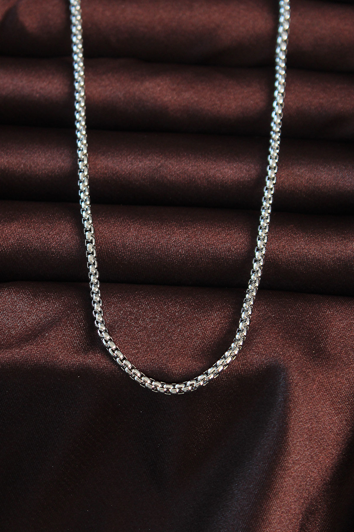 Erb 316L Çelik Gümüş Renk İnce İtalyan Küp Zincir Kolye