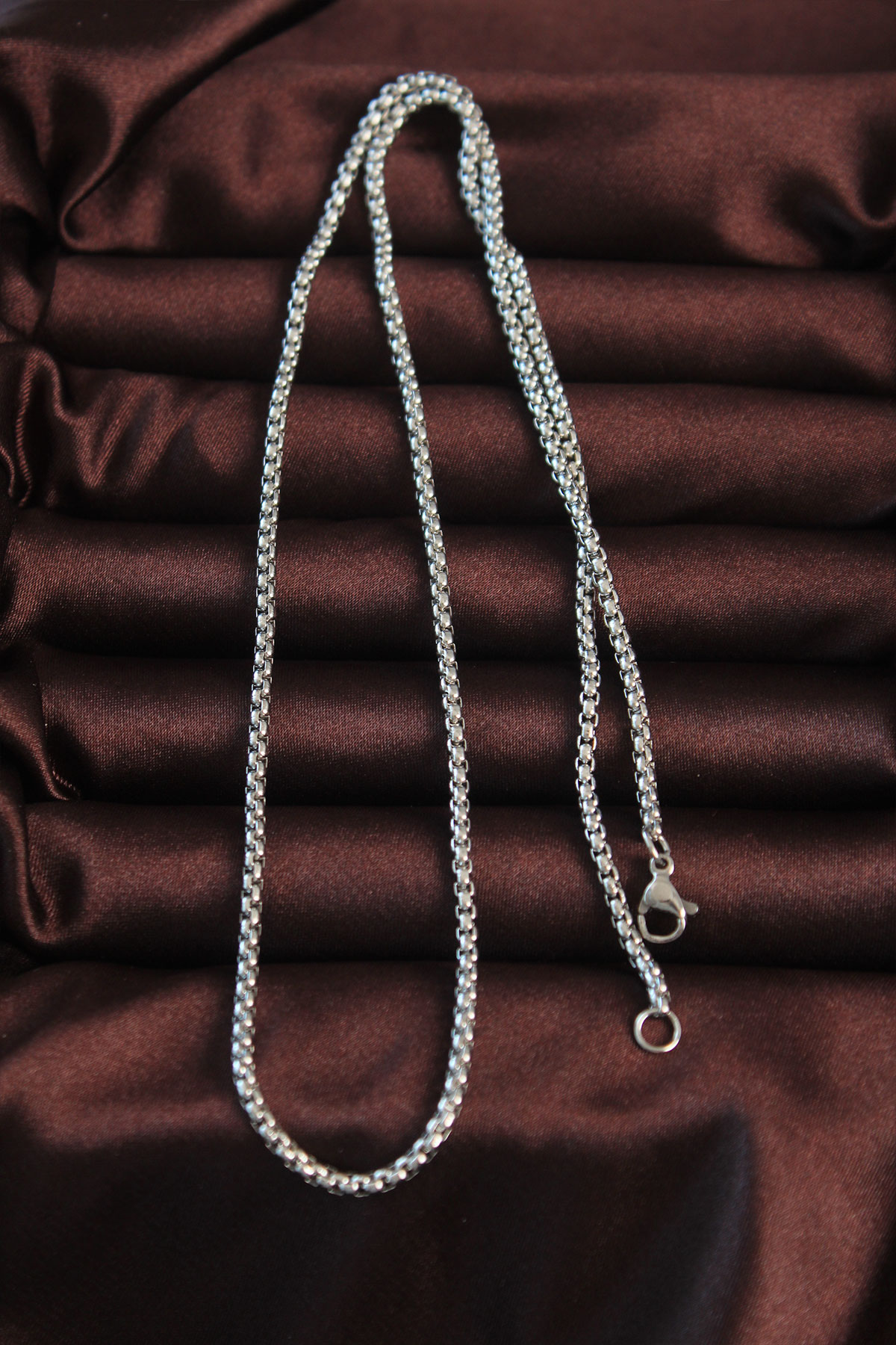 Erb 316L Çelik Gümüş Renk İnce İtalyan Küp Zincir Kolye