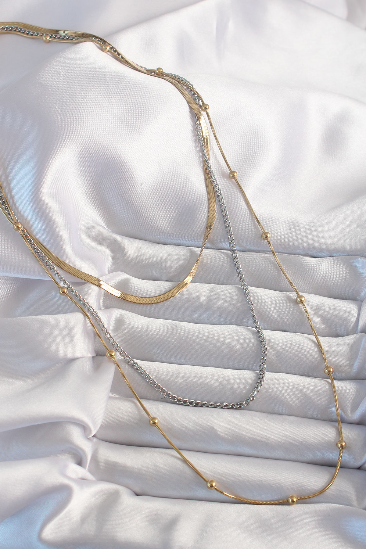 Erb 316L Çelik Çift Renk Uzun Çoklu Kolye