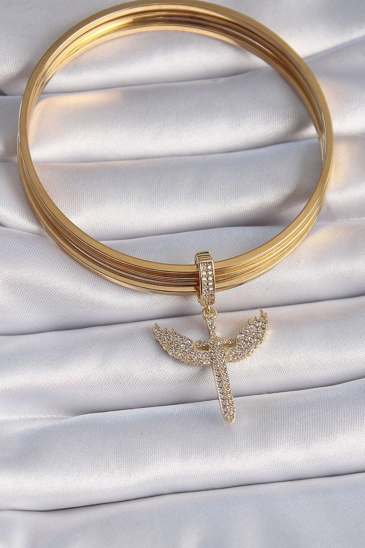 Erb Pirinç Gold Renk Zirkon Taşlı Mikail Model Ajda Charm