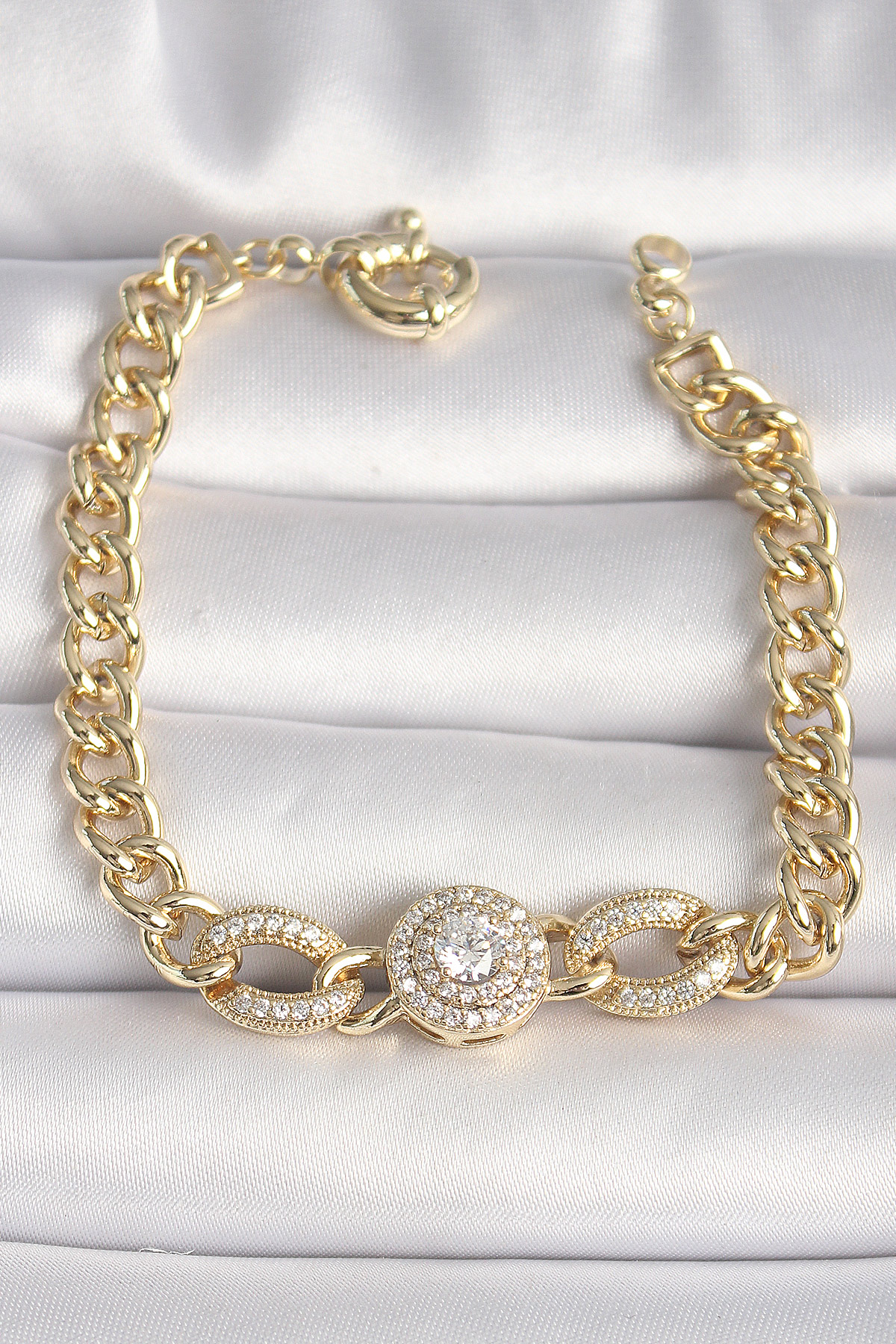 Erb%20Pirinç%20Gold%20Renk%20Zincir%20Daire%20Zirkon%20Taşlı%20Xuping%20VIP%20Seri%20Kadın%20Bileklik