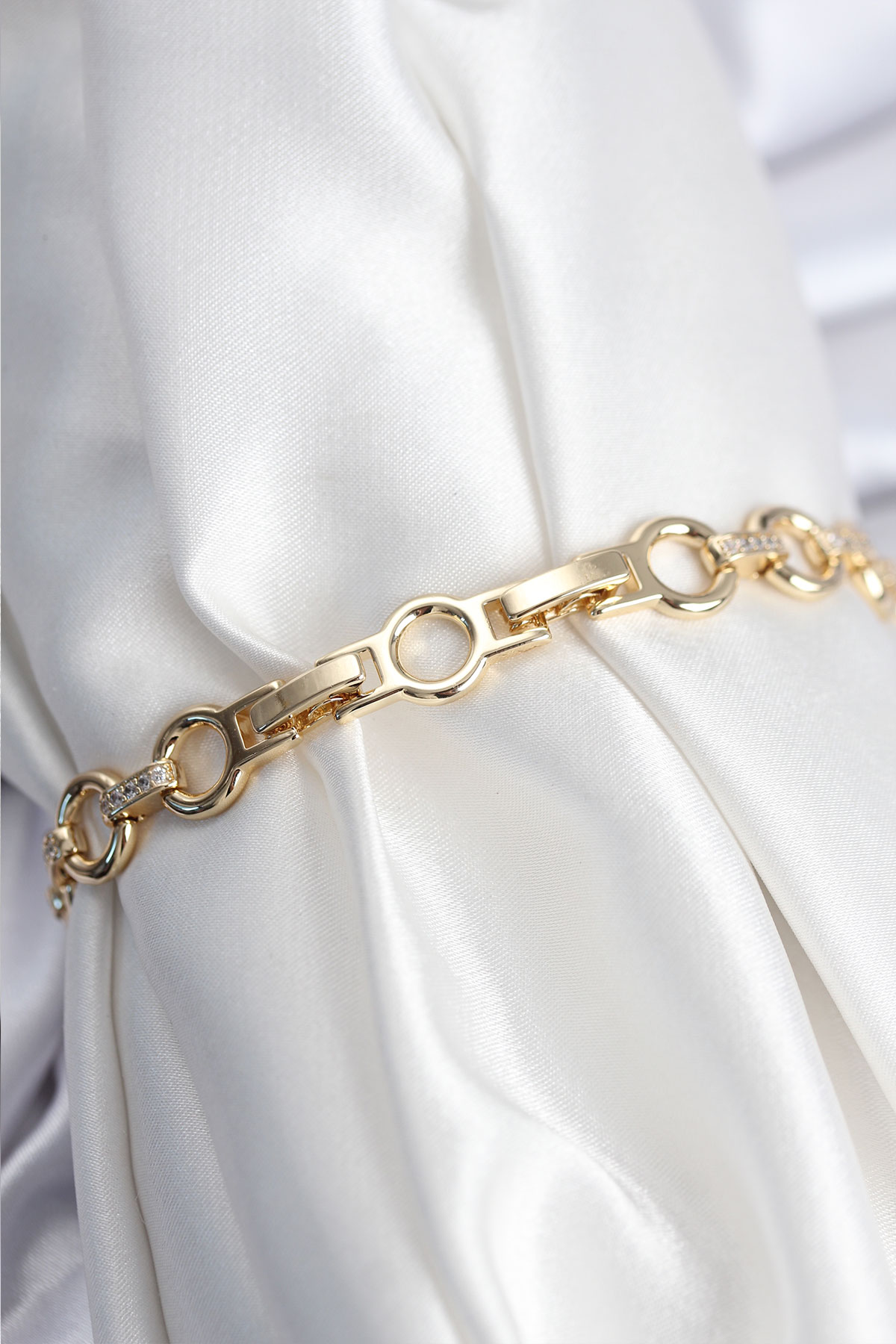 Erb Pirinç VIP Seri Gold Renk Sıralı Halka Model Kadın Bileklik