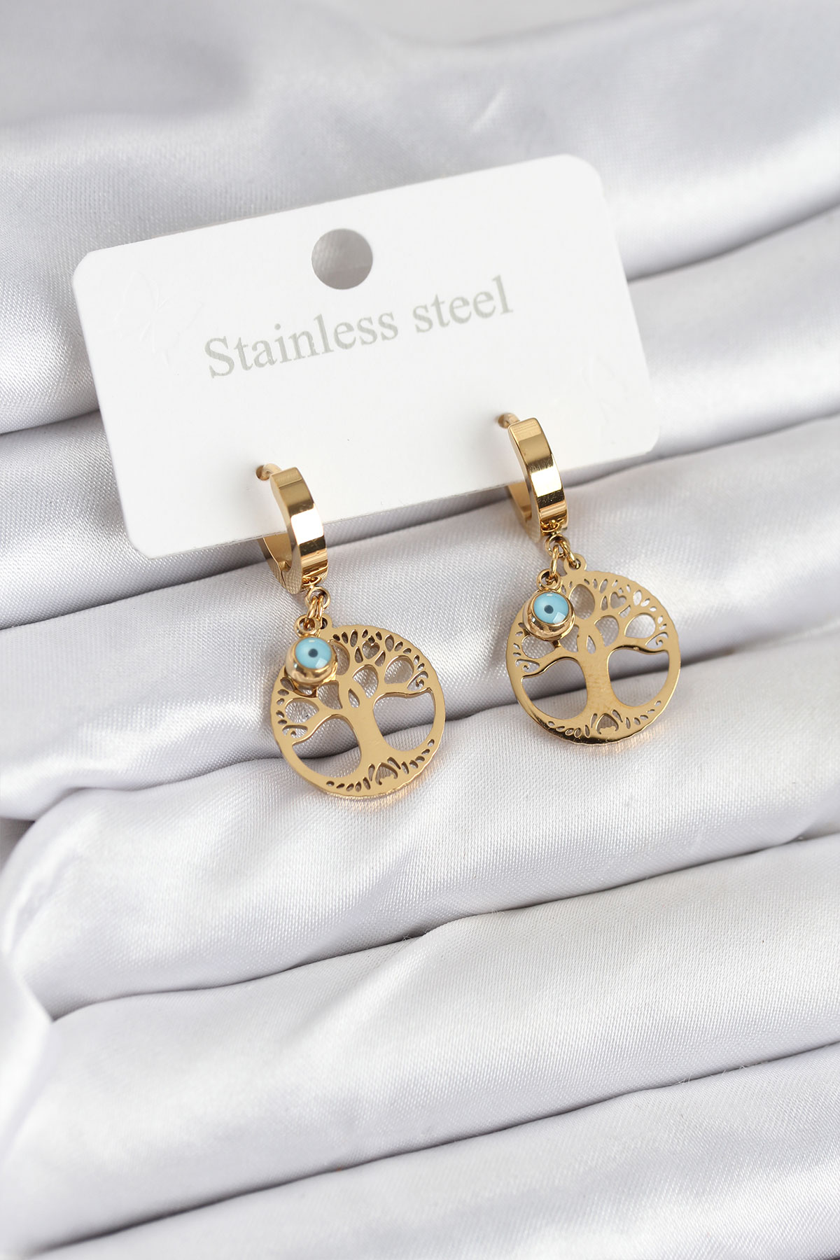 Erb 316L Çelik Yaşam Ağacı Model Kadın Küpe