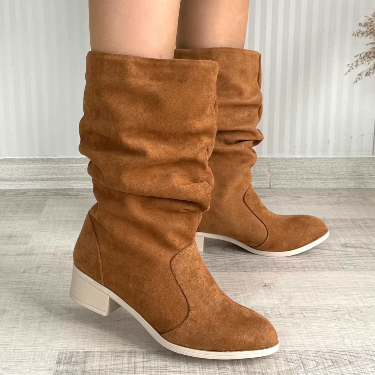 Jolin%20Taba%20Süet%20Topuklu%20Çizme