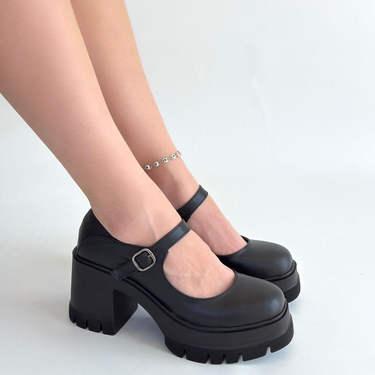 Dlor Siyah Cilt Dolgu Topuk Ayakkabı