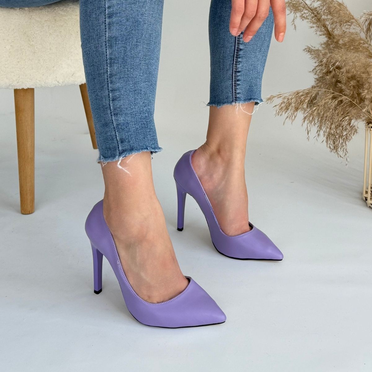Hillar%20Lila%20Cilt%20Stiletto%20Ayakkabı