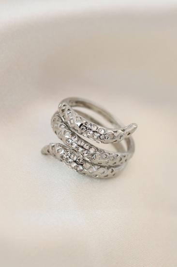 Erb Ayarlamalı Silver Renk Metal Zirkon Taşlı Yüzük