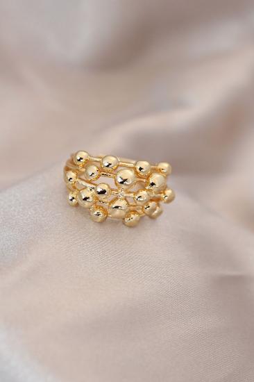 Erb Ayarlamalı Gold Renk Metal Bombeli Boluncuk Model Yüzük