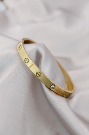 Erb 316L Çelik Gold Renk Zirkon Taşlı Bileklik