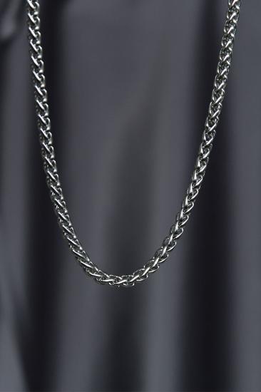 Erb Çelik Silver Renk Kalın Burgu Model Kolye