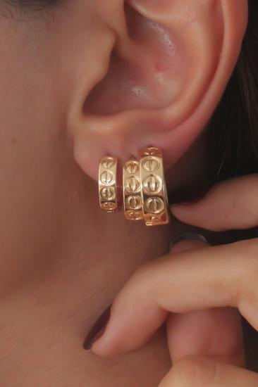 Erb Gold Renk 3lü Kadın Küpe