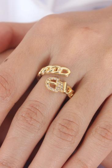 Erb Gold Renk Kemer Model Taşlı Kadın Yüzük