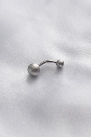 Erb 316L Cerrahi Çelik Gümüş Renk Simli Top Göbek Piercing