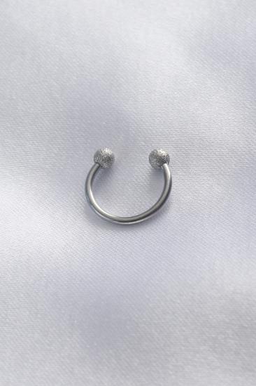 Erb 316L Cerrahi Çelik Simli Boncuklu Gümüş Renk Halka Piercing
