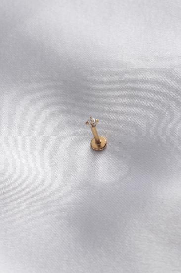 Erb 316L Cerrahi Çelik Zirkon Gold Renk Dudak Piercing