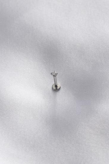 Erb 316L Cerrahi Çelik 3,5 Mm Zirkon Gümüş Renk Dudak Piercing