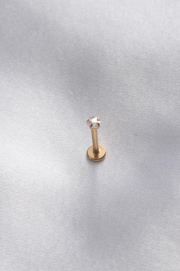 Erb 316L Cerrahi Çelik 3,5 Mm Yıldız Zirkon Gold Renk Dudak Piercing