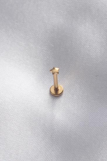 Erb 316L Cerrahi Çelik Gold Renk Yıldız Yan Dudak Piercing