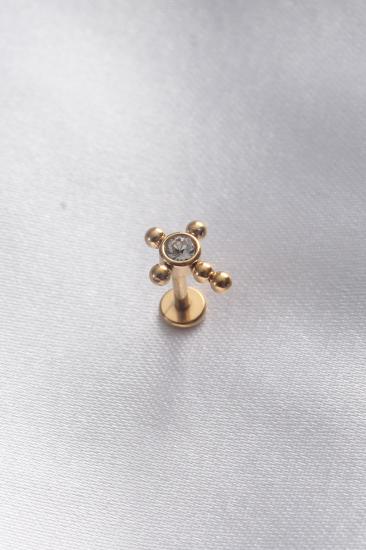Erb 316L Cerrahi Çelik Gold Renk Taşlı Tragus Piercing