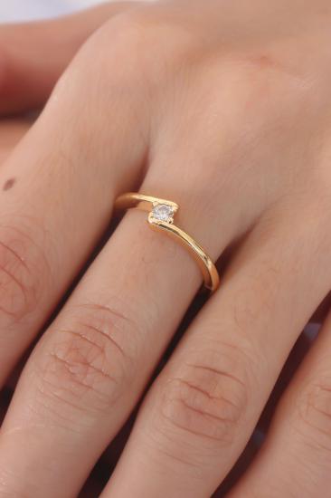 Erb Gold Renk Zirkon Taşlı Kadın Yüzük