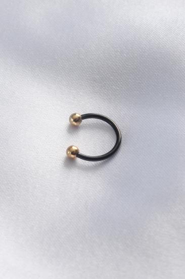 Erb 316L Cerrahi Çelik Siyah Renk Halka Gold Renk Minimal Uçlu Halka Piercing