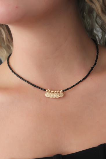 Erb Siyah Boncuk Model Tuğra Figür Kadın Kolye