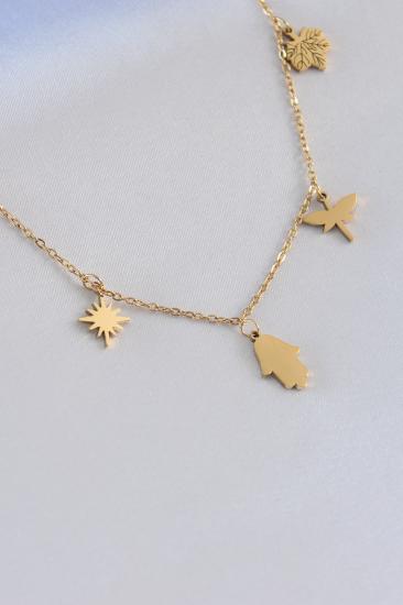 Erb 316L Çelik Gold Renk Kadın Şans Kolyesi