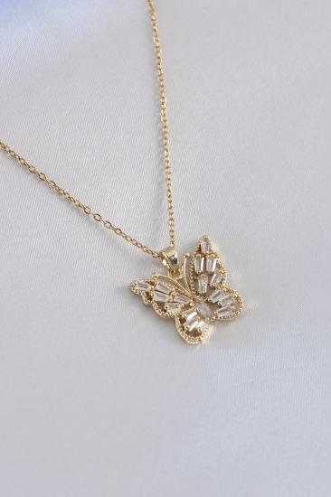 Erb 316L Çelik Gold Renk Kelebek Figür Baget Kadın Kolye