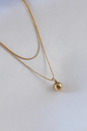 Erb 316L Çelik Gold Renk Minimal Top Model Kadın Kolye