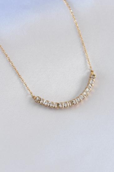 Erb 316L Çelik Gold Renk Su Yolu Model Zirkon Taşlı Kadın Kolye