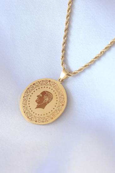 Erb 316L Çelik Gold Renk Reşadiye Altın Model Kadın Kolye