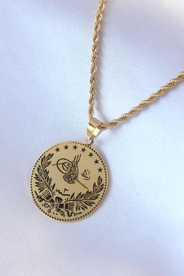 Erb 316L Çelik Gold Renk Reşadiye Altın Model Kadın Kolye