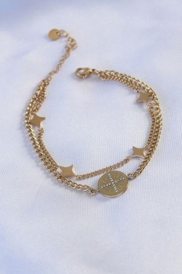 Erb 316L Çelik Gold Renk Yıldız Figür Zirkon Taş İşleme Kadın Bileklik