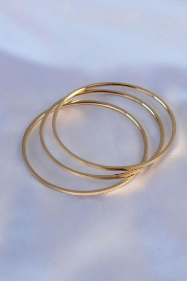 Erb 316L Çelik Gold Renk 3\\'lü Ajda Model Kadın 60 Mm Bilezik