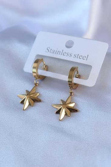 Erb 316L Çelik Gold Renk Kutup Yıldızı Model Kadın Küpe