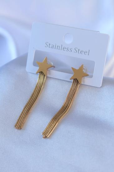 Erb 316L Çelik Gold Renk Kuyruklu Yıldız Sallantı Model Kadın Küpe