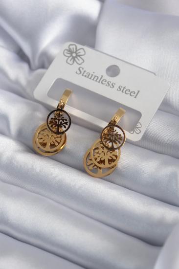 Erb 316L Çelik Gold Renk Sallantı Yaşam Ağacı Model Kadın Küpe
