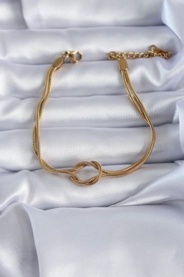 Erb 316L Çelik Gold Renk Düğüm Model Kadın Bileklik