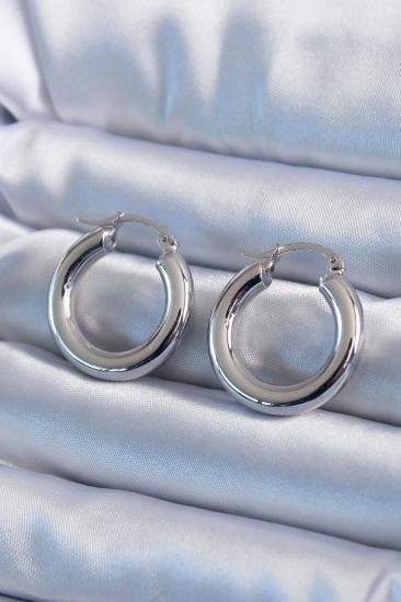 Erb Gümüş Renk Halka Model Pirinç Kadın Küpe