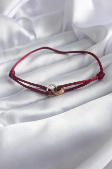 Erb Kırmızı Renk İp Model Gümüş Gold Cartier Halka Figür Kadın Bileklik