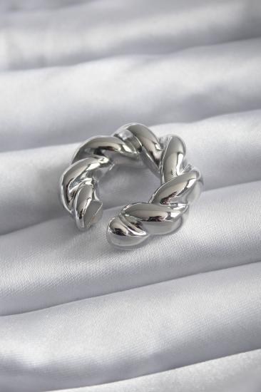 Erb Pirinç Gümüş Renk Sarmal Earcuff Model Kadın Küpe