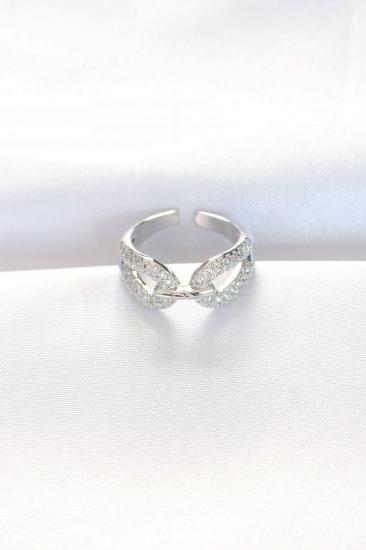 Erb Zirkon Taşlı Silver Renk Ayarlanabilir Yüzük