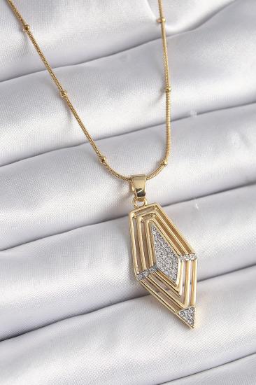 Erb 316L Çelik Gold Renk Zirkon Taşlı Vintage Model Kadın Kolye