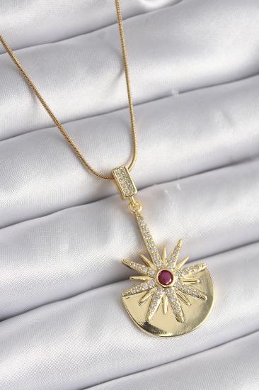 Erb 316L Çelik Gold Renk Zirkon Taşlı Yıldız Model Kadın Kolye