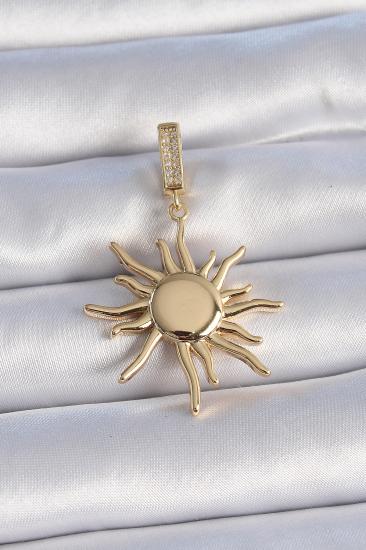 Erb Pirinç Gold Renk Zirkon Taş Detaylı Güneş Model Ajda Charm