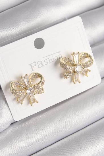 Erb Pirinç Gold Renk Zirkon Taşlı Fiyonk Model Kadın Küpe