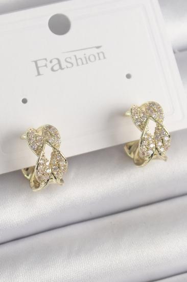 Erb Pirinç Gold Renk Zirkon Taşlı Burgu Halka Model Kadın Küpe