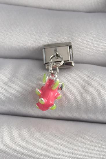 Erb 316L Çelik Gümüş Renk Sallantı Ejder Meyvesi Model Nomination Charm
